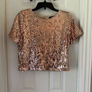 Forever 21 Rose Gold Sequin Crop Top